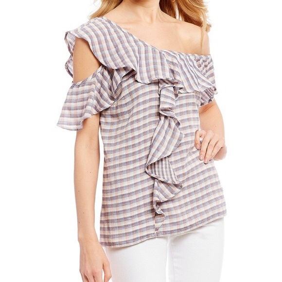Jessica Simpson Tops - Jessica Simpson Ruffle Pink Gingham Top Size XL